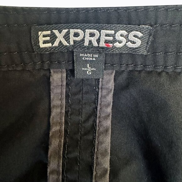 Express Black Zip Jacket M/L 100% Cotton Cinch Waist 90s Grung Y2K Military-Vibe - Picture 3 of 6